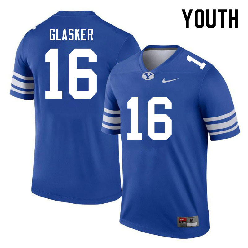 Youth #16 Isaiah Glasker BYU Cougars College Football Jerseys Sale-Royal - Click Image to Close